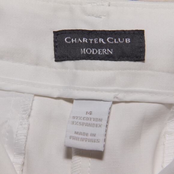NEW Charter Club White Ankle Pants Size 14 Modern Fit Cotton Blend - Picture 8 of 9